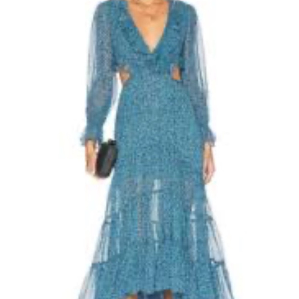 Misa Los Angeles Teal Long Sleeve Dress